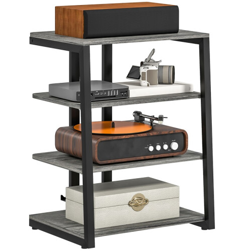 HiFi Stand, with Four Storage Shelves - Dark Grey