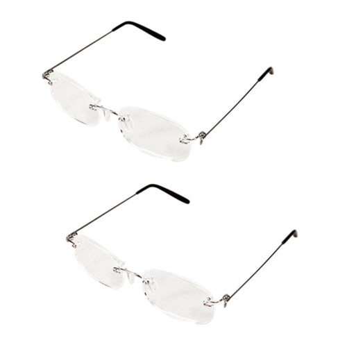 2X Unisex Flexible Rimless Reading Glasses Light Eyeglass 2.00 with Case
