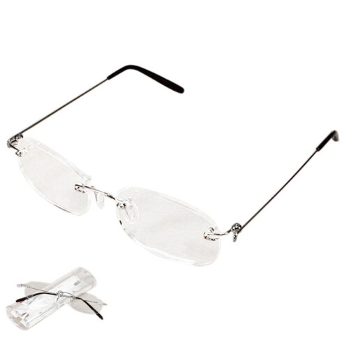 2X Unisex Flexible Rahmenlose Lesebrille Licht Brille 2.00 mit Case 1