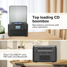 CD Player Vintage 4000mAh Music Disk Album Disc CD Player Portable FM Radio