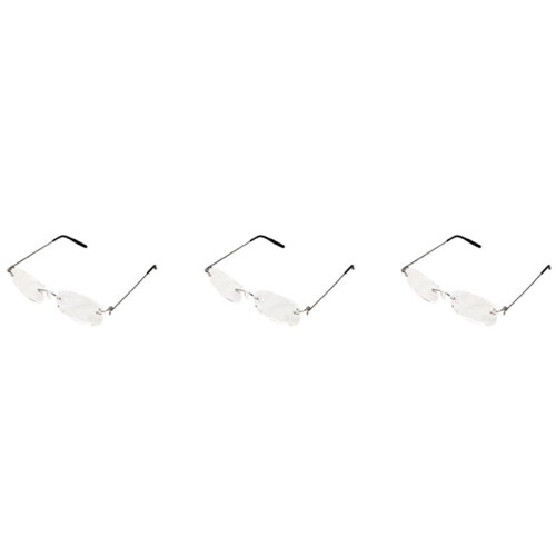 3X Unisex Flexible Rimless Reading Glasses Light Eyeglass 3.00 with Case