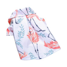 (S) Urlaubs-Style Flamingo-Print Kurzarm-T-Shirt mit 2-Bein-Hunde-Katzen-Motiv, Sommergröße