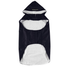 (Black, 2XL) Leichter, wasserdichter Regenmantel für große Hunde mit Kapuze, reflektierenden Streifen und Sicherheitsmerkmalen, Schwarz, Größe L