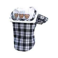 (XL) Marineblau kariertes Hundeshirt, Haustierkleidung, Outfit, Mantel, T-Shirt, Größe XS