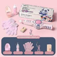 (Pink) Máquina de burbujas elásticas tipo soplador, juguete saludable para niños