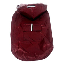 (Red, 6XL) Impermeable ligero para perros grandes con capucha y tira reflectante de seguridad, color negro, talla L.