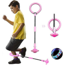 (Pink) Foldable Skip Ball Toy Vibrant Colors Kids Physical Fitness Gift Boys Girls