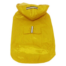 (Yellow, 2XL) Lightweight Waterproof Large Dog Raincoat with Hood Reflective Strip Safety Black L