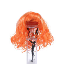 (Orange) Small Dog Wig with Bangs Curls Pet Birthday Prop Adjustable Orange
