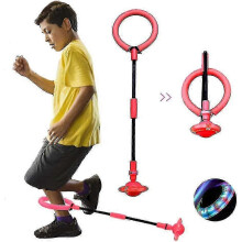 (Red) Foldable Skip Ball Toy Vibrant Colors Kids Physical Fitness Gift Boys Girls