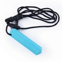 (Blue) Elegante collar masticable sensorial, seguro y no tóxico para niños y adultos. Alivia la ansiedad y el estrés.