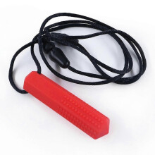 (Red) Elegante collar masticable sensorial, seguro y no tóxico para niños y adultos. Alivia la ansiedad y el estrés.