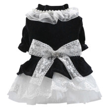 (M) Samt-Hundetutu-Prinzessinnenkleid mit Schleife, Haustierkostüm für Welpen L
