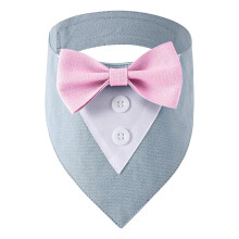 (Pink, L) Adjustable Pet Bandana Bowtie Collar for Small Dogs Cats Birthday Party Festival Black S