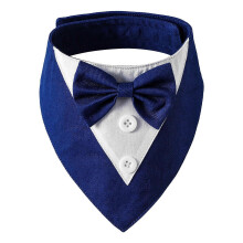 (Blue, L) Adjustable Pet Bandana Bowtie Collar for Small Dogs Cats Birthday Party Festival Black S