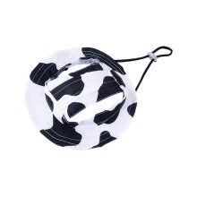 (Black white, M) Lightweight Summer Fisherman Hat for Small Dogs Cats Breathable Wide Brim S