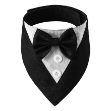 (Black, L) Adjustable Pet Bandana Bowtie Collar for Small Dogs Cats Birthday Party Festival Black S