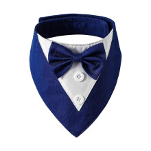 (Blue, S) Adjustable Pet Bandana Bowtie Collar for Small Dogs Cats Birthday Party Festival Black S