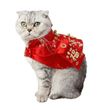 (Red, L) Chinesisches Neujahr Haustierkostüm TangSuit Umhang für Katze und Hund Foto-Requisiten Rot S