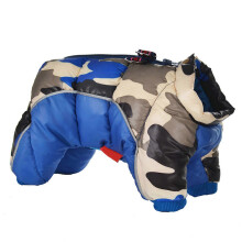 (Navy Blue Camouflage, 22) Navy Blue Camo Dog Winter Jacket TractionHook Warm Cotton Thick Coat Ski Hiking 22