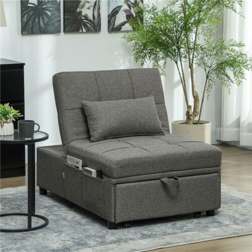 Four-In-One Single Sleeper Chair - Dark Grey 2