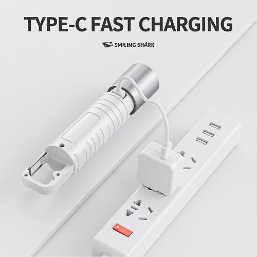 Mini LED Flashlight COB Side Light Telescopic Zoom USB Charging Hook Torches 2