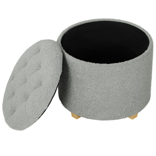 40.5L Teddy Fleece Storage Ottoman - Grey 1