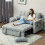 Two-Seater Linen-Look Sofa Bed - Light Grey 4