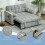 Two-Seater Linen-Look Sofa Bed - Light Grey 8