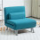 Single Linen-Feel Sleeper Chair - Dark Blue 4