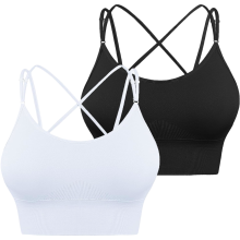 Biustonosze Sportowe Push-Up z Regulacją Cross Back 2 szt Czarny Biały XL