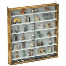 Six Shelf Display Cabinet, with Glass Doors - Brown