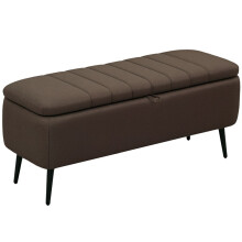 Linen-Look 92 x 31cm Storage Ottoman - Dark Brown