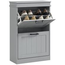 Two-Drawer Minimalistic 10-Shoe Cabinet - Grey