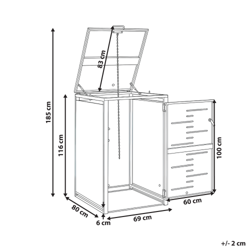Beliani Wheelie Bin Store 240 L PERISSA Metal Dark Grey 2
