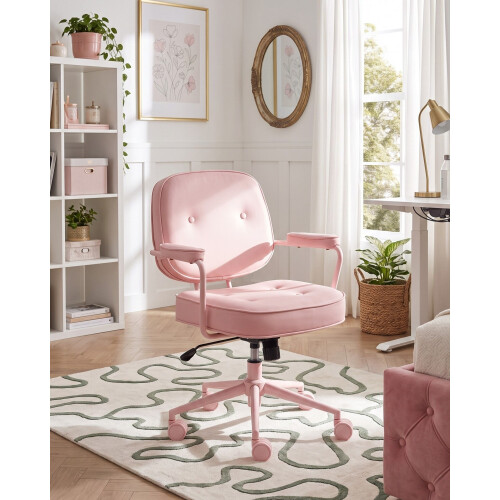 Beliani Desk Chair PARAMUS Faux Leather Pastel Pink 1