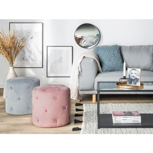 Beliani Pouffe COROLLA Velvet Light Grey 1