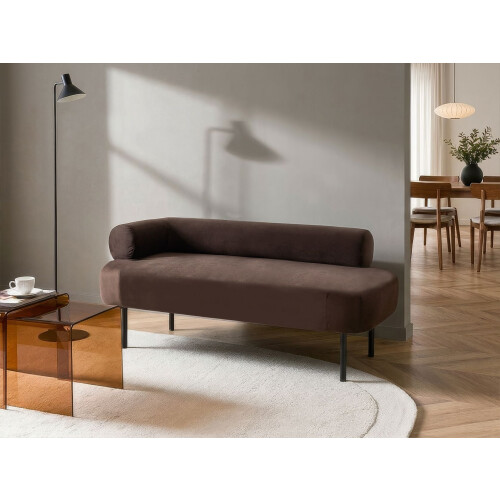 Beliani Left-Hand Chaise Longue MIRMANDE Velvet Dark Brown 1