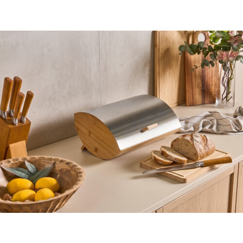Beliani Bread Bin EPICURIEN Bamboo Silver 1