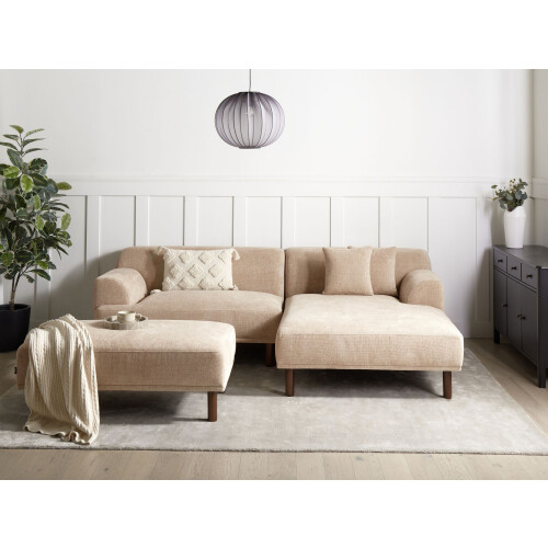 Beliani Corner Sofa 3 Seater HOLT with Ottoman Fabric Beige Left Hand 1