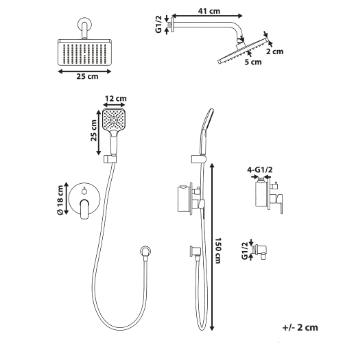 Beliani Concealed Shower Set with Rainshower CANAIMA Gold 2