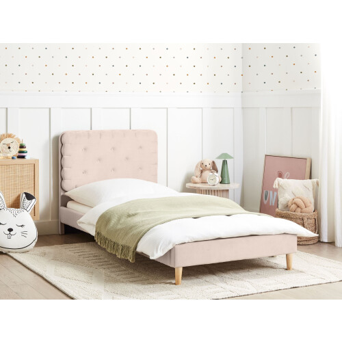 Beliani Bed Velvet CORSAINT 90 x 200 cm (EU Single) Beige 2