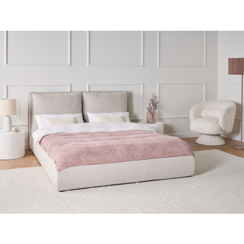 Beliani Bed Fabric BAJONNA 160 x 200 cm (EU King Size) Beige 2