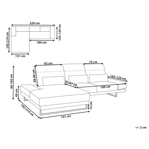 Beliani Corner Sofa IKAST Fabric Light Grey Right Hand 2