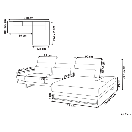 Beliani Corner Sofa 4 Seater IKAST Fabric Light Grey Left Hand 2