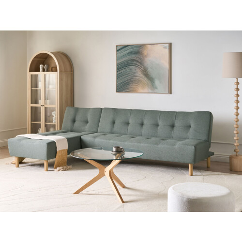 Beliani Modular Corner Sofa Bed 4 Seater ALSTEN Fabric Green Right Hand 1