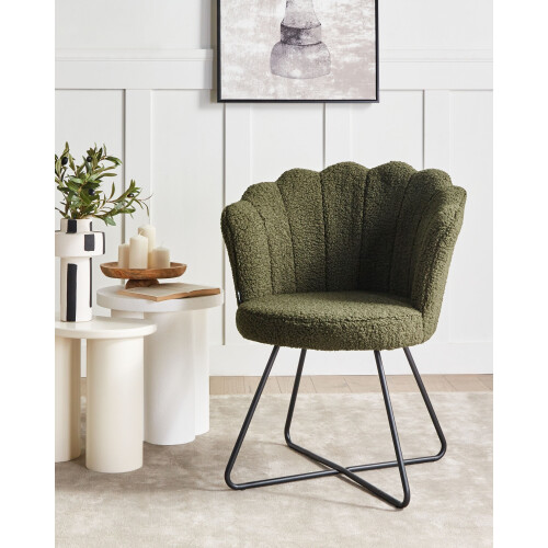Beliani Armchair LOVELOCK Boucle Dark Green 1