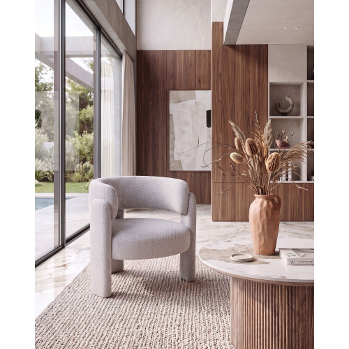 Beliani Armchair BUREA Chenille Light Grey 1