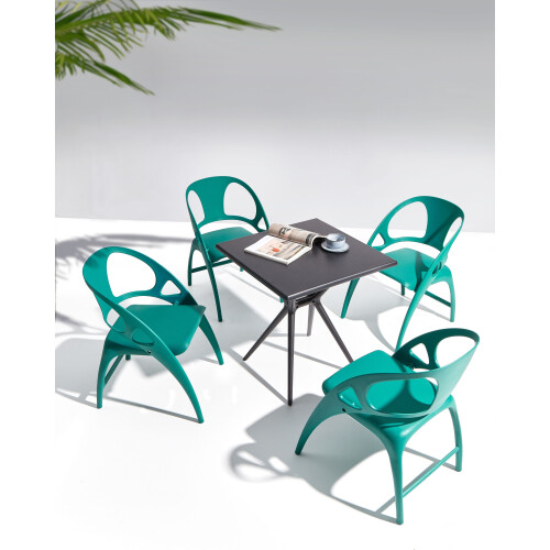 Beliani Set of 4 Garden Chairs NEMI Folding Teal 1