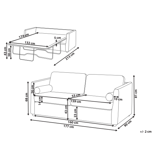 Beliani Sofa Bed INKOO Fabric Off-White 2